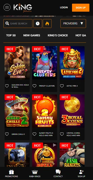 King Johnnie Mobile Casino Games